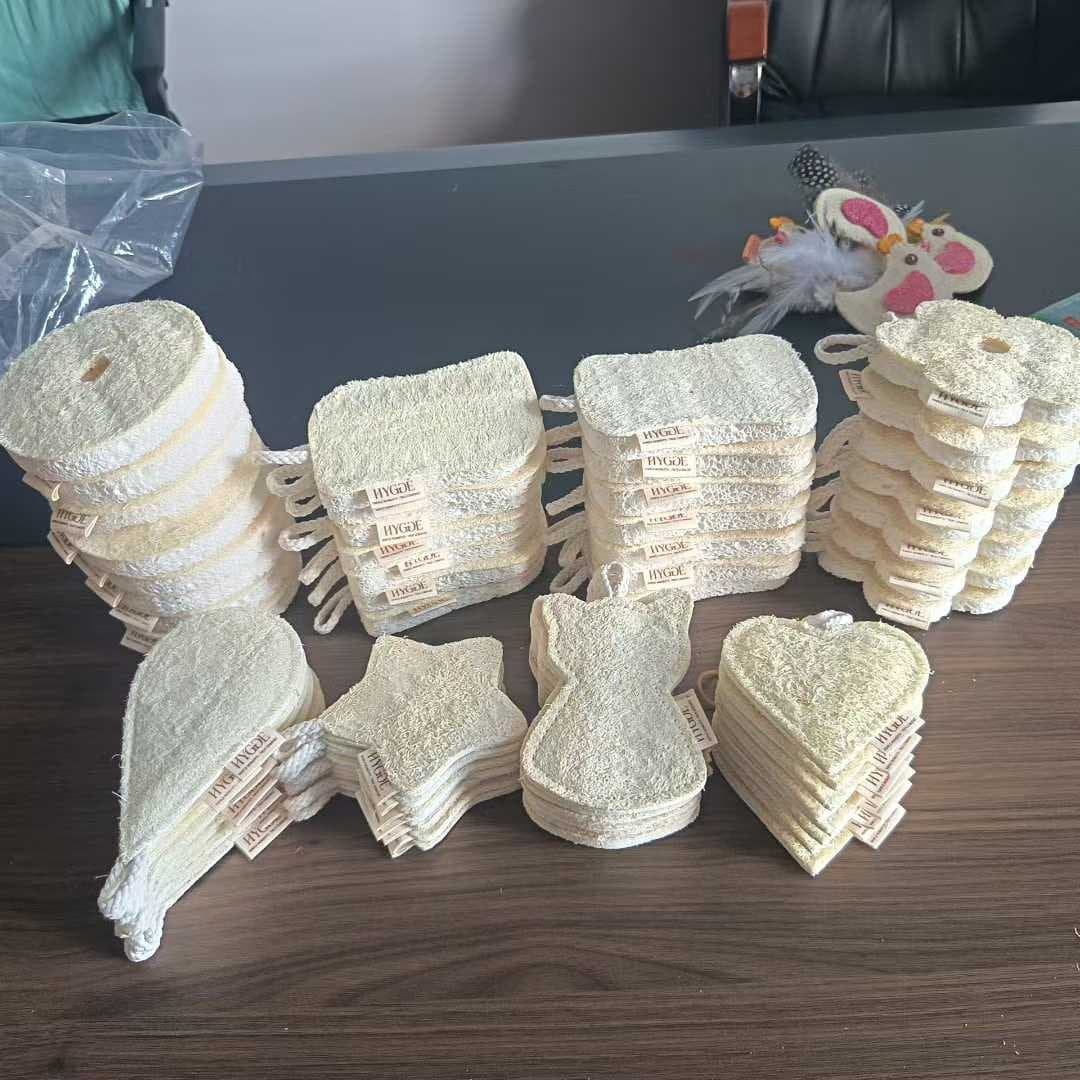 Custom-cut loofah shapes for sponge pad development