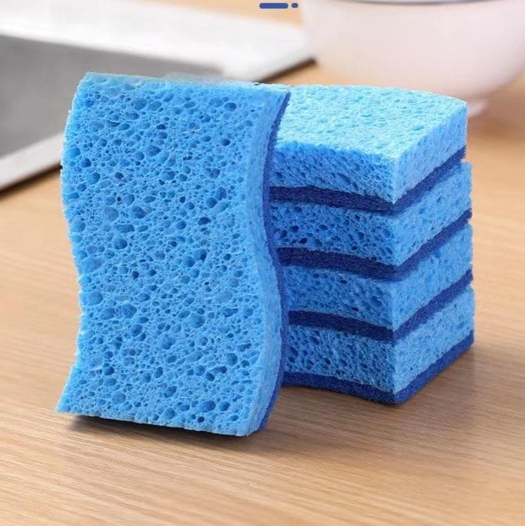 Compressed-style cellulose sponge stack for cleaning product sourcing